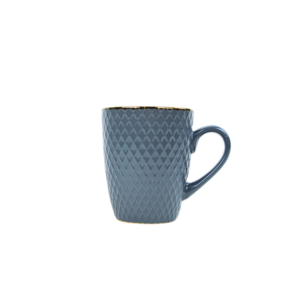 Dark Grey Ceramic Mug with Elegant Cross Pattern