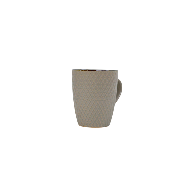 Minimalist Grey Ceramic Mug with Cross Pattern