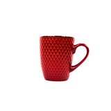 Crossed Grace: Red Ceramic Mug with Modern Pattern