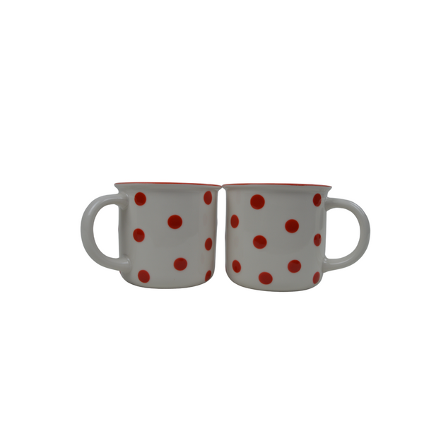 Polka Dot Perfection: Red Ceramic Mug