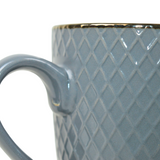 Dark Grey Ceramic Mug with Elegant Cross Pattern