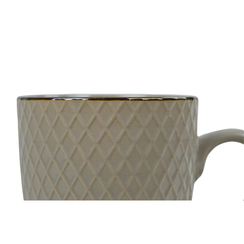 Minimalist Grey Ceramic Mug with Cross Pattern