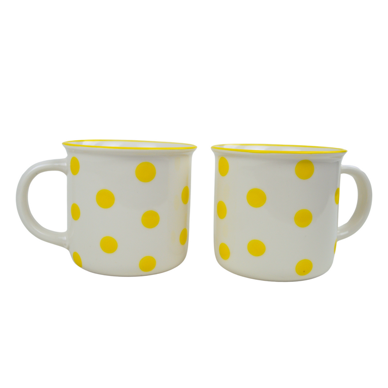 Polka Dots in Yellow Ceramic Mug